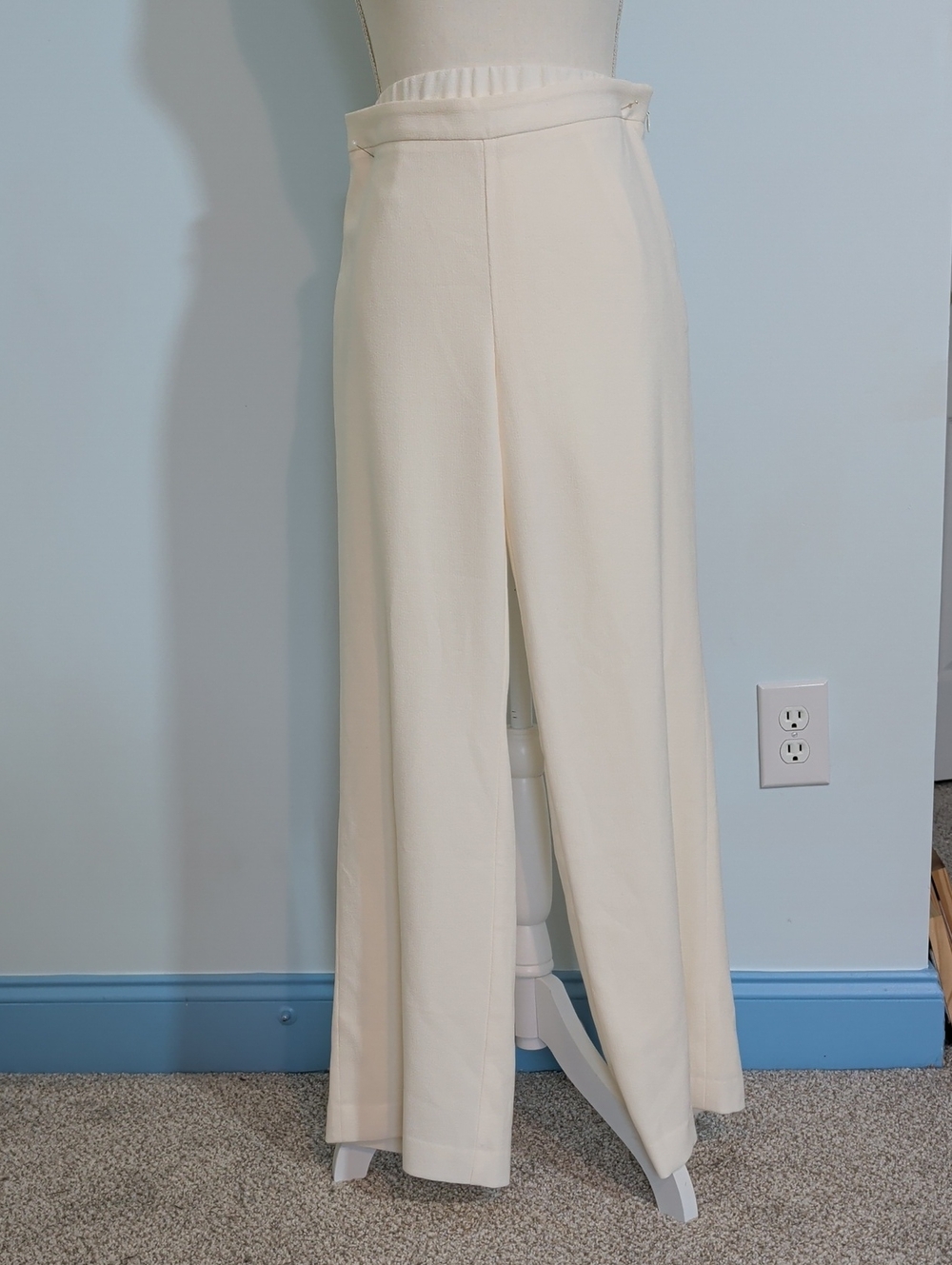 j.jill Cream Wide-Leg High-Rise Trousers office business professional luxury